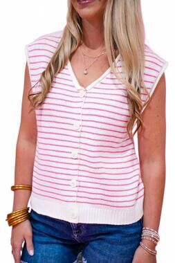NEW STACCATO striped vest cardigan in pink